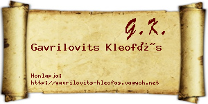 Gavrilovits Kleofás névjegykártya